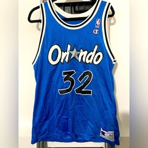 Vintage Champion Orlando Magic Shaquille O’Neal Nba Jersey Size 44 Blue Large